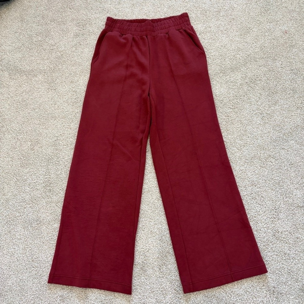 Varley DoubleSoft Wide Leg Pants Womens M Burgundy Red Sweatpants Track Lounge